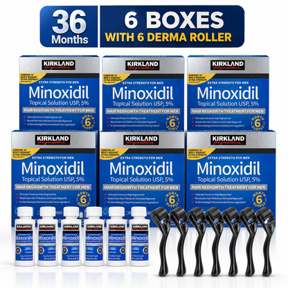 Kirkland 5% Minoxidil with Derma Roller - 6 Month Hair Regrowth Kit Set