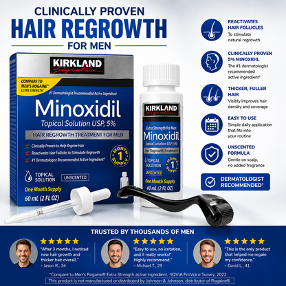Kirkland 5% Minoxidil Hair Regrowth Treatment for Thinning Hair, 6-12 Pack