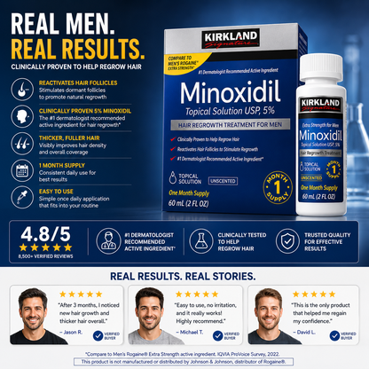 Kirkland 5% Minoxidil Hair Regrowth Treatment for Thinning Hair, 6-12 Pack