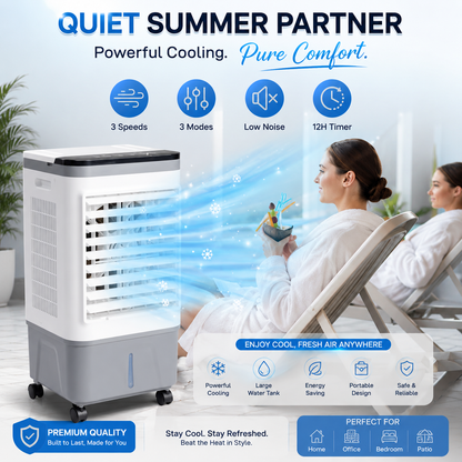 3-in-1 Swamp Cooler Portable Air Fan with Humidifier & Timer