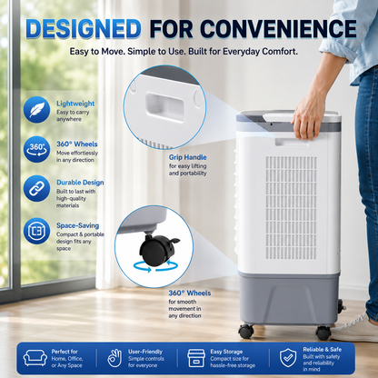 3-in-1 Swamp Cooler Portable Air Fan with Humidifier & Timer