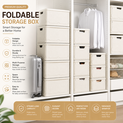 Foldable Storage Box with Lid – Organizer for Clothes, Toys & Household Items