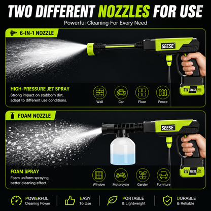 SEESE Cordless Pressure Washer – Portable Car, Home & Garden Cleaner