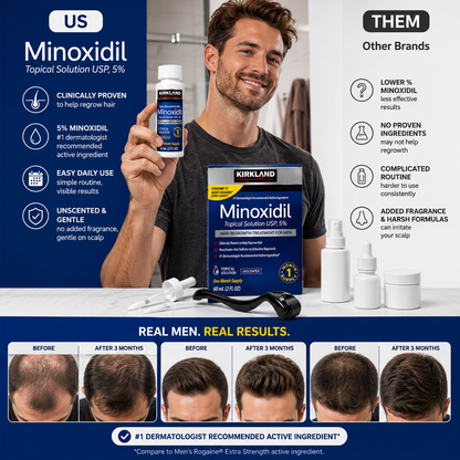 Kirkland 5% Minoxidil Hair Regrowth Treatment for Thinning Hair, 6-12 Pack